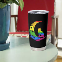 Rainbow Moon Cat Pride Tumbler Cup LGBT Feline Graphic