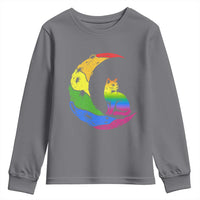 Rainbow Moon Cat Pride Youth Sweatshirt LGBT Feline Graphic