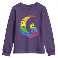 Rainbow Moon Cat Pride Youth Sweatshirt LGBT Feline Graphic