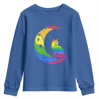 Rainbow Moon Cat Pride Youth Sweatshirt LGBT Feline Graphic