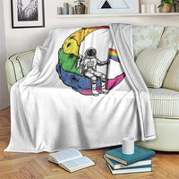 Rainbow Astronaut On The Moon LGBT Throw Blanket Spaceman Pride Month
