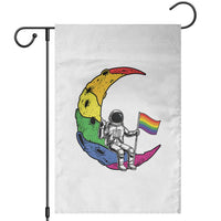 Rainbow Astronaut On The Moon LGBT Garden Flag Spaceman Pride Month