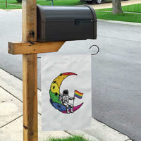 Rainbow Astronaut On The Moon LGBT Garden Flag Spaceman Pride Month