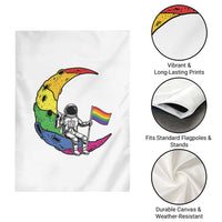 Rainbow Astronaut On The Moon LGBT Garden Flag Spaceman Pride Month