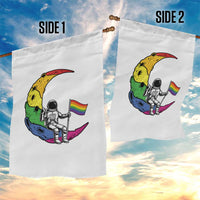 Rainbow Astronaut On The Moon LGBT Garden Flag Spaceman Pride Month
