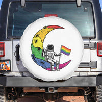 Rainbow Astronaut On The Moon LGBT Spare Tire Cover Spaceman Pride Month