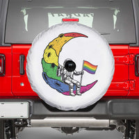 Rainbow Astronaut On The Moon LGBT Spare Tire Cover Spaceman Pride Month