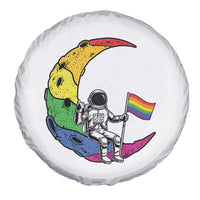 Rainbow Astronaut On The Moon LGBT Spare Tire Cover Spaceman Pride Month