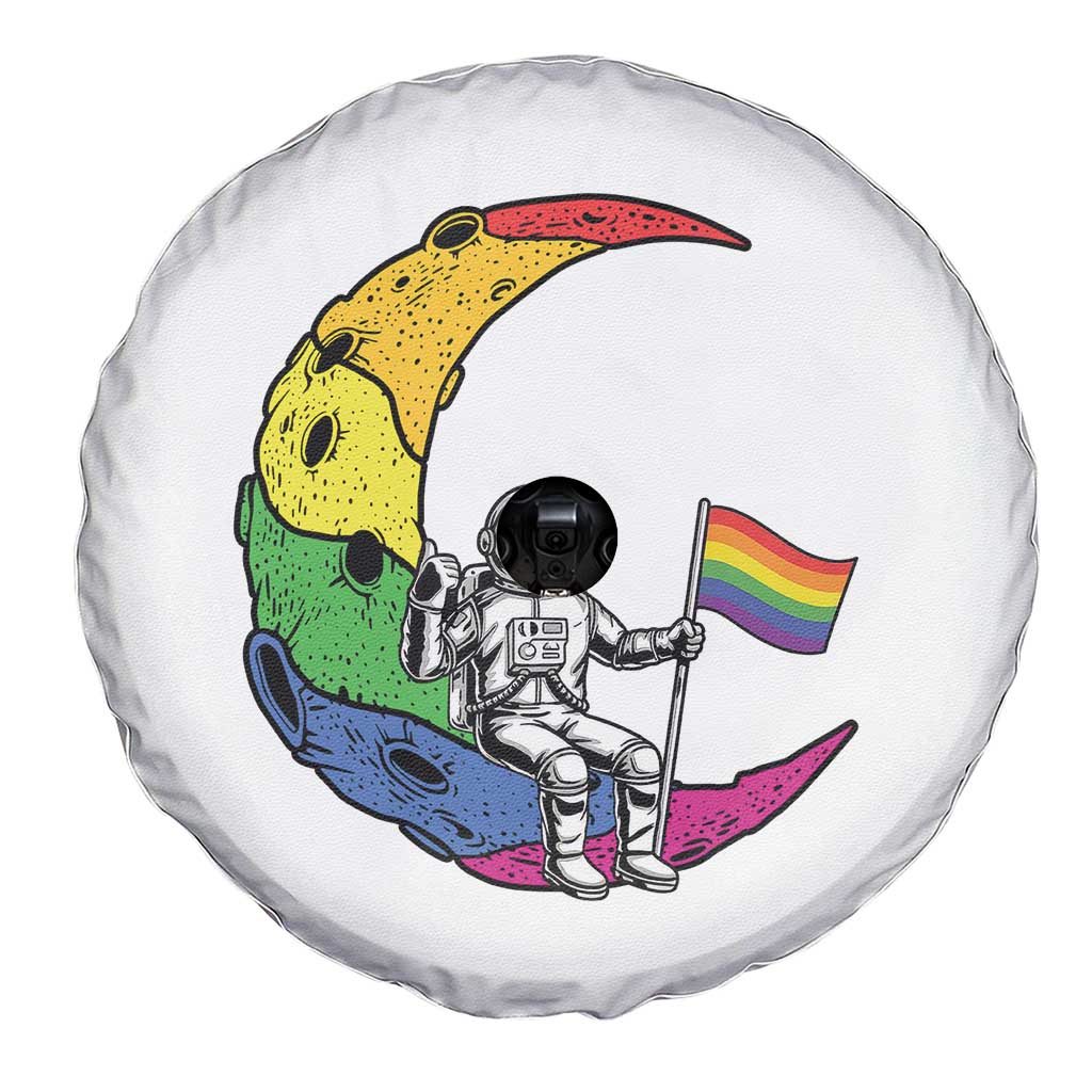 Rainbow Astronaut On The Moon LGBT Spare Tire Cover Spaceman Pride Month