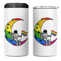 Rainbow Astronaut On The Moon LGBT 4 in 1 Can Cooler Tumbler Spaceman Pride Month