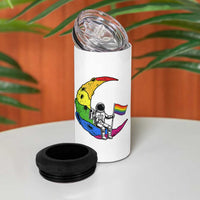 Rainbow Astronaut On The Moon LGBT 4 in 1 Can Cooler Tumbler Spaceman Pride Month
