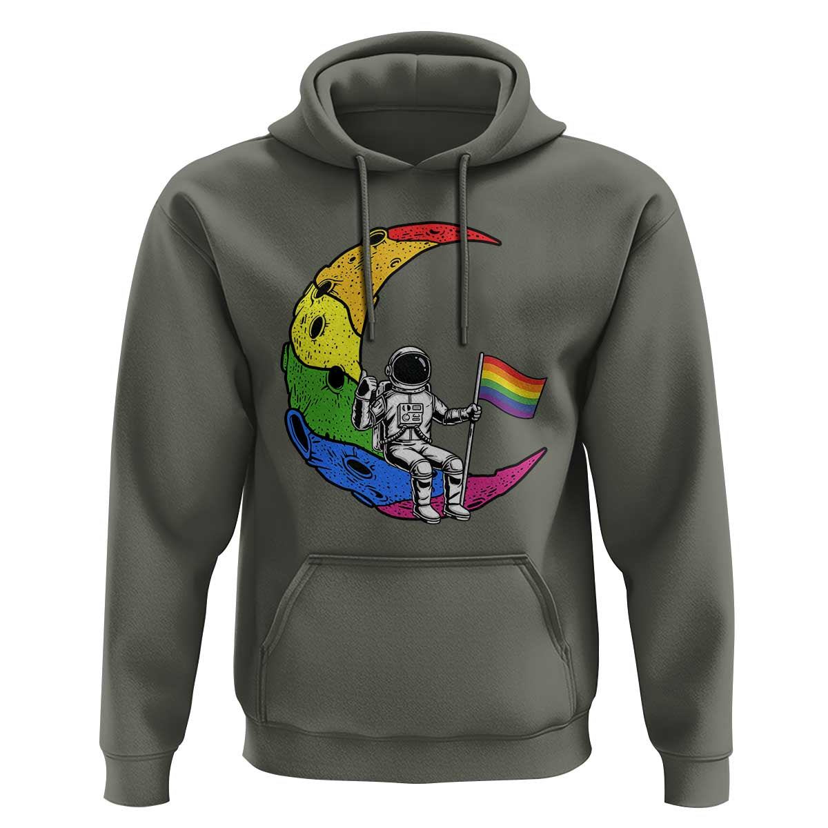 Rainbow Astronaut On The Moon LGBT Hoodie Spaceman Pride Month