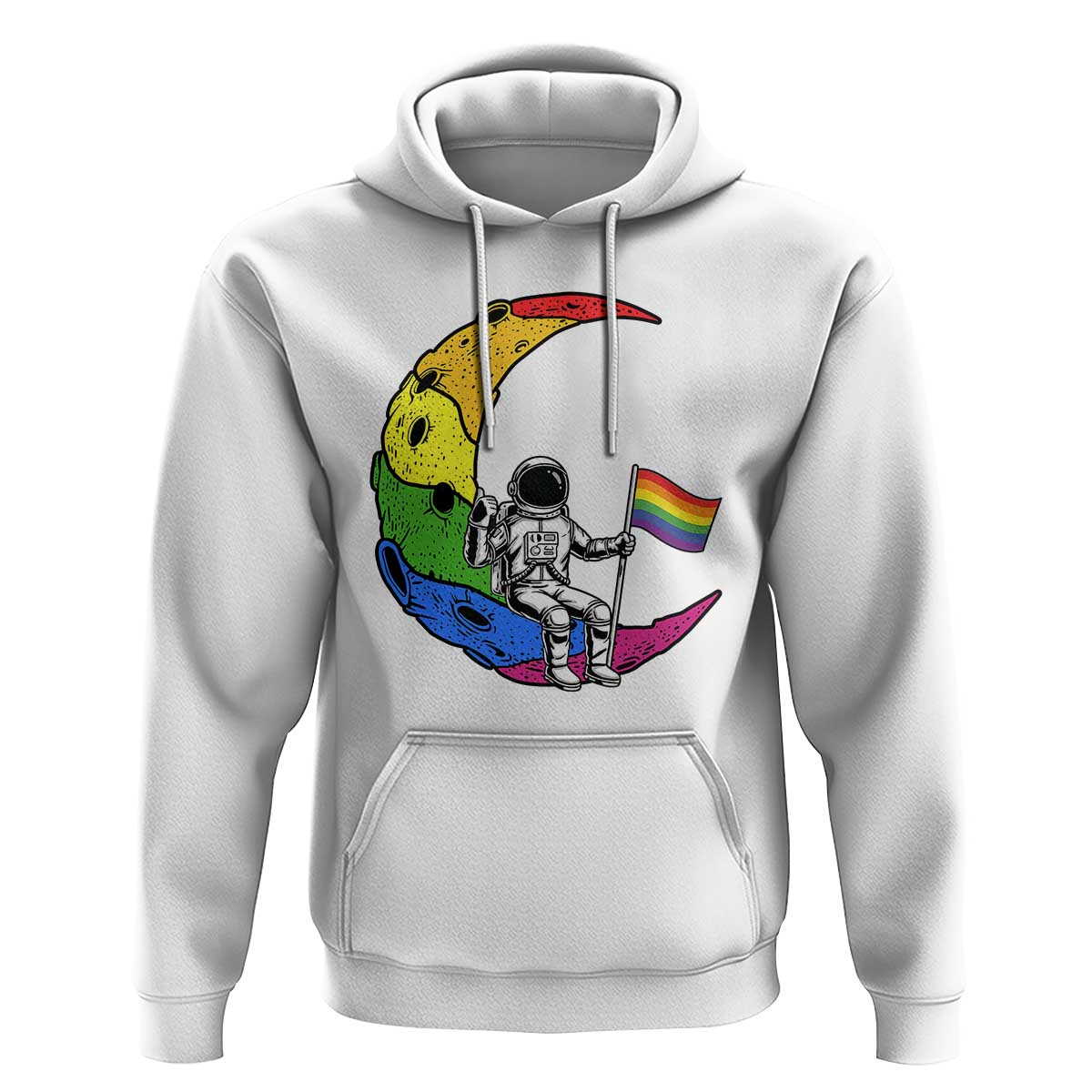 Rainbow Astronaut On The Moon LGBT Hoodie Spaceman Pride Month