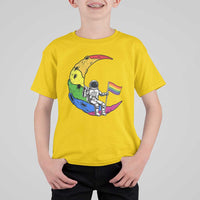 Rainbow Astronaut On The Moon LGBT T Shirt For Kid Spaceman Pride Month