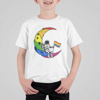 Rainbow Astronaut On The Moon LGBT T Shirt For Kid Spaceman Pride Month