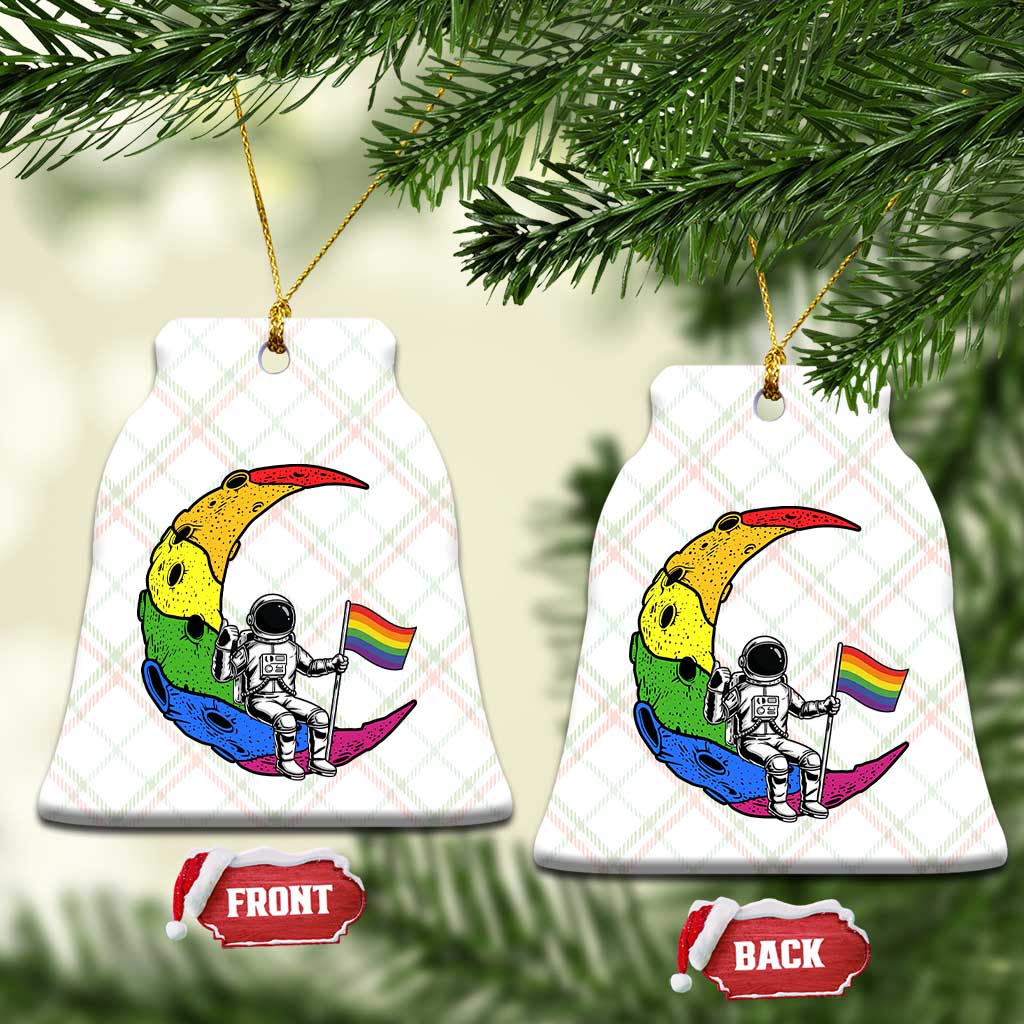 Rainbow Astronaut On The Moon LGBT Ceramic Ornament Spaceman Pride Month