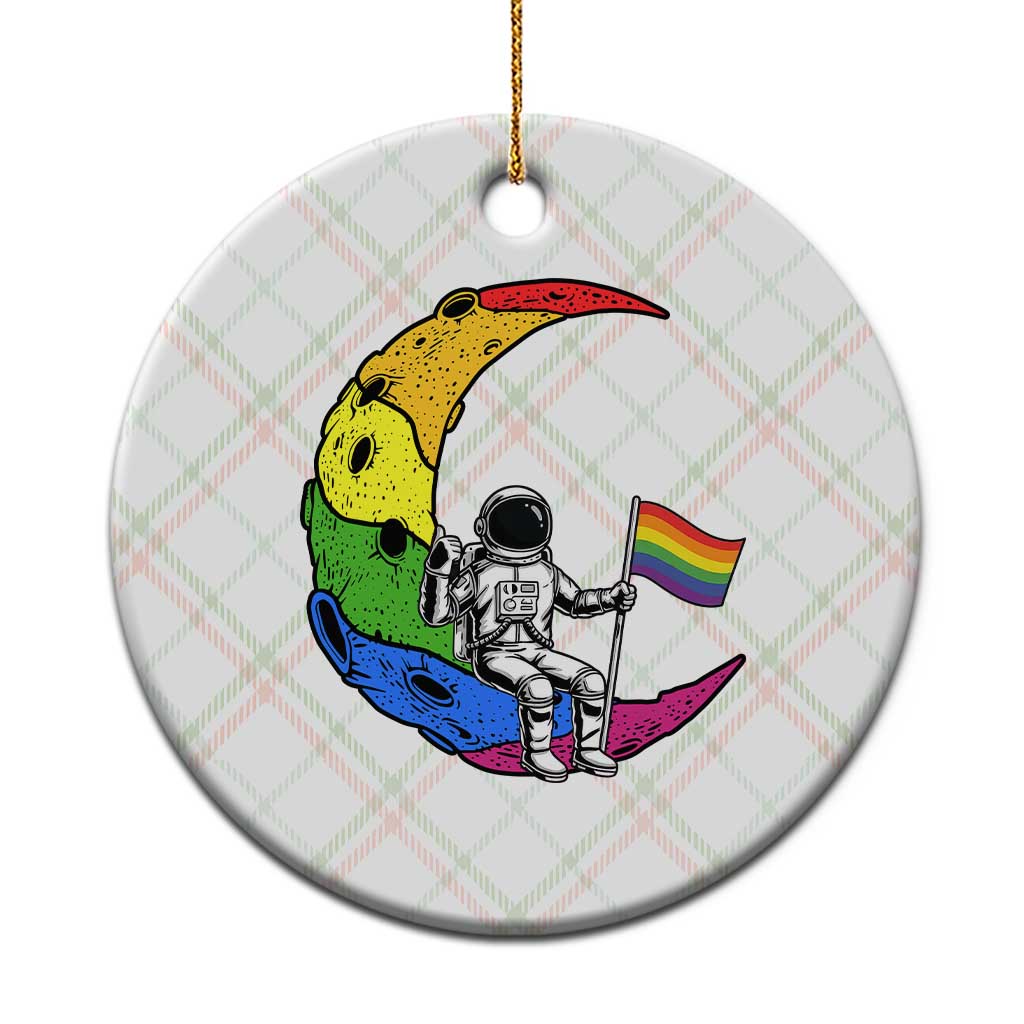 Rainbow Astronaut On The Moon LGBT Ceramic Ornament Spaceman Pride Month