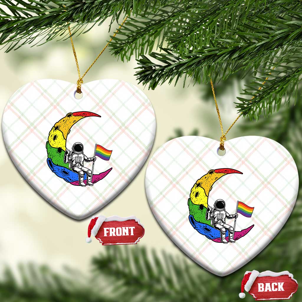 Rainbow Astronaut On The Moon LGBT Ceramic Ornament Spaceman Pride Month
