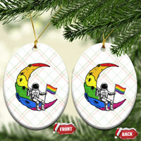 Rainbow Astronaut On The Moon LGBT Ceramic Ornament Spaceman Pride Month