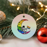 Rainbow Astronaut On The Moon LGBT Ceramic Ornament Spaceman Pride Month