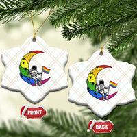 Rainbow Astronaut On The Moon LGBT Ceramic Ornament Spaceman Pride Month