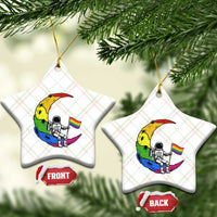 Rainbow Astronaut On The Moon LGBT Ceramic Ornament Spaceman Pride Month