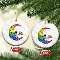 Rainbow Astronaut On The Moon LGBT Ceramic Ornament Spaceman Pride Month