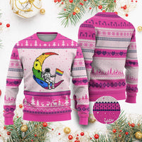 Rainbow Astronaut On The Moon LGBT Ugly Christmas Sweater Spaceman Pride Month