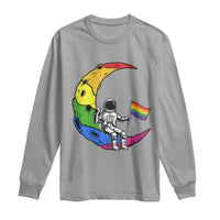 Rainbow Astronaut On The Moon LGBT Long Sleeve Shirt Spaceman Pride Month