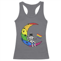 Rainbow Astronaut On The Moon LGBT Racerback Tank Top Spaceman Pride Month