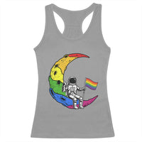 Rainbow Astronaut On The Moon LGBT Racerback Tank Top Spaceman Pride Month