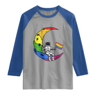 Rainbow Astronaut On The Moon LGBT Raglan Shirt Spaceman Pride Month