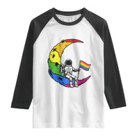 Rainbow Astronaut On The Moon LGBT Raglan Shirt Spaceman Pride Month