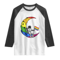 Rainbow Astronaut On The Moon LGBT Raglan Shirt Spaceman Pride Month