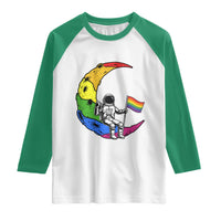 Rainbow Astronaut On The Moon LGBT Raglan Shirt Spaceman Pride Month