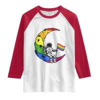 Rainbow Astronaut On The Moon LGBT Raglan Shirt Spaceman Pride Month