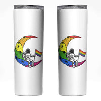 Rainbow Astronaut On The Moon LGBT Skinny Tumbler Spaceman Pride Month