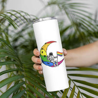 Rainbow Astronaut On The Moon LGBT Skinny Tumbler Spaceman Pride Month