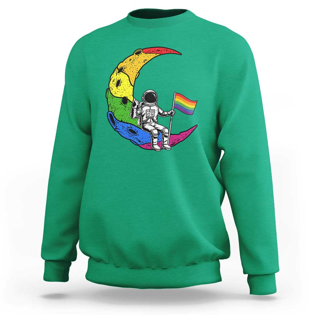 Rainbow Astronaut On The Moon LGBT Sweatshirt Spaceman Pride Month