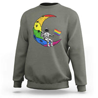 Rainbow Astronaut On The Moon LGBT Sweatshirt Spaceman Pride Month
