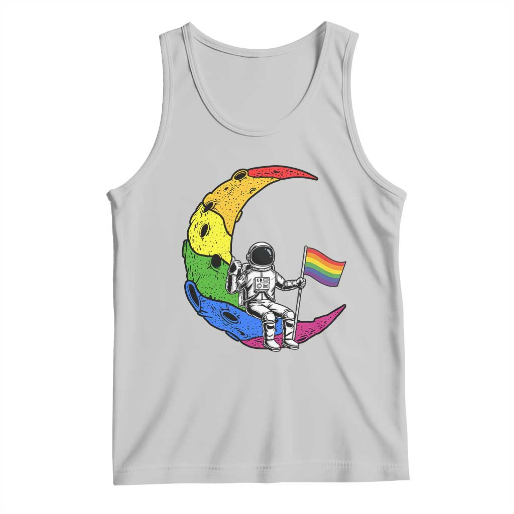 Rainbow Astronaut On The Moon LGBT Tank Top Spaceman Pride Month
