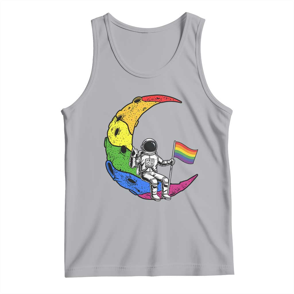 Rainbow Astronaut On The Moon LGBT Tank Top Spaceman Pride Month