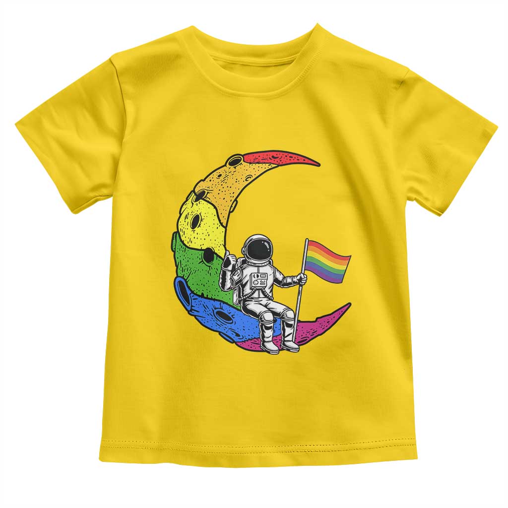 Rainbow Astronaut On The Moon LGBT Toddler T Shirt Spaceman Pride Month