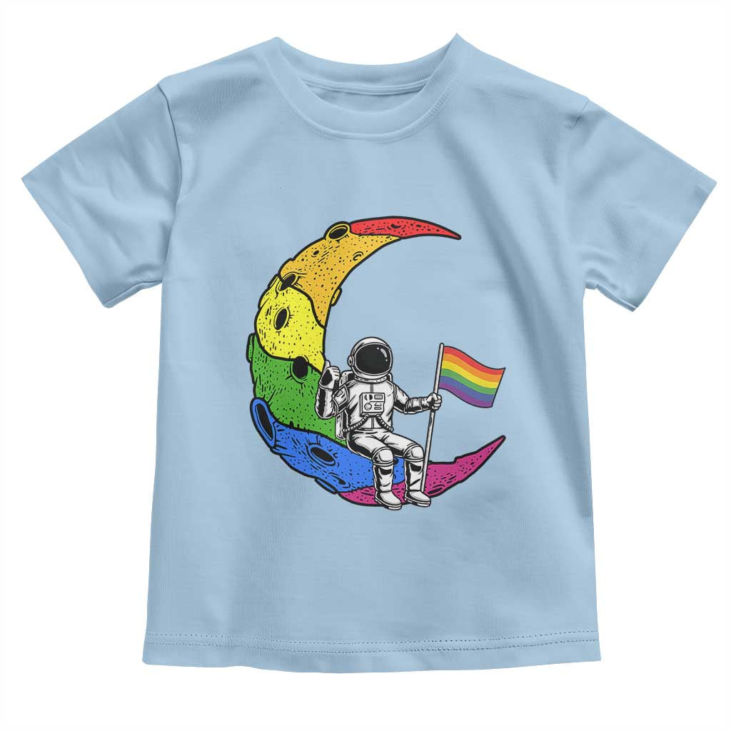 Rainbow Astronaut On The Moon LGBT Toddler T Shirt Spaceman Pride Month