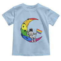 Rainbow Astronaut On The Moon LGBT Toddler T Shirt Spaceman Pride Month