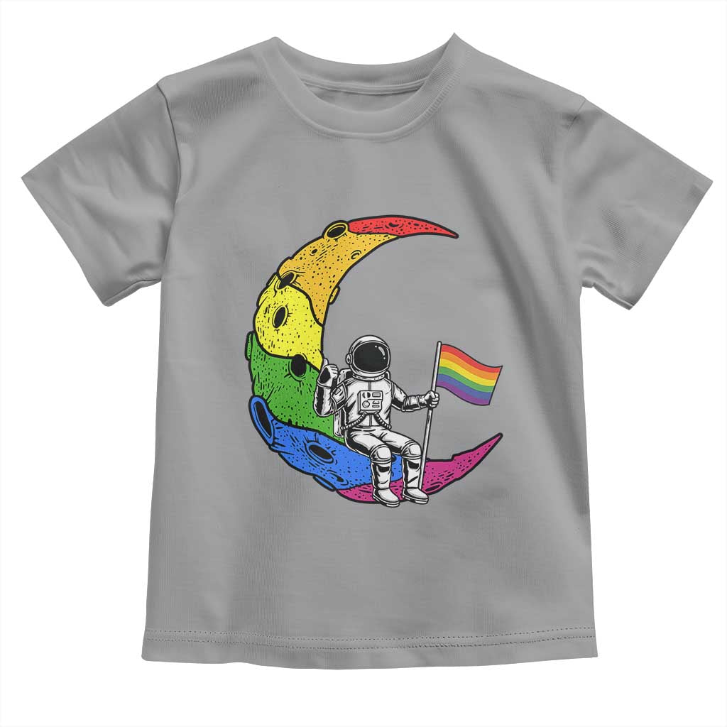 Rainbow Astronaut On The Moon LGBT Toddler T Shirt Spaceman Pride Month