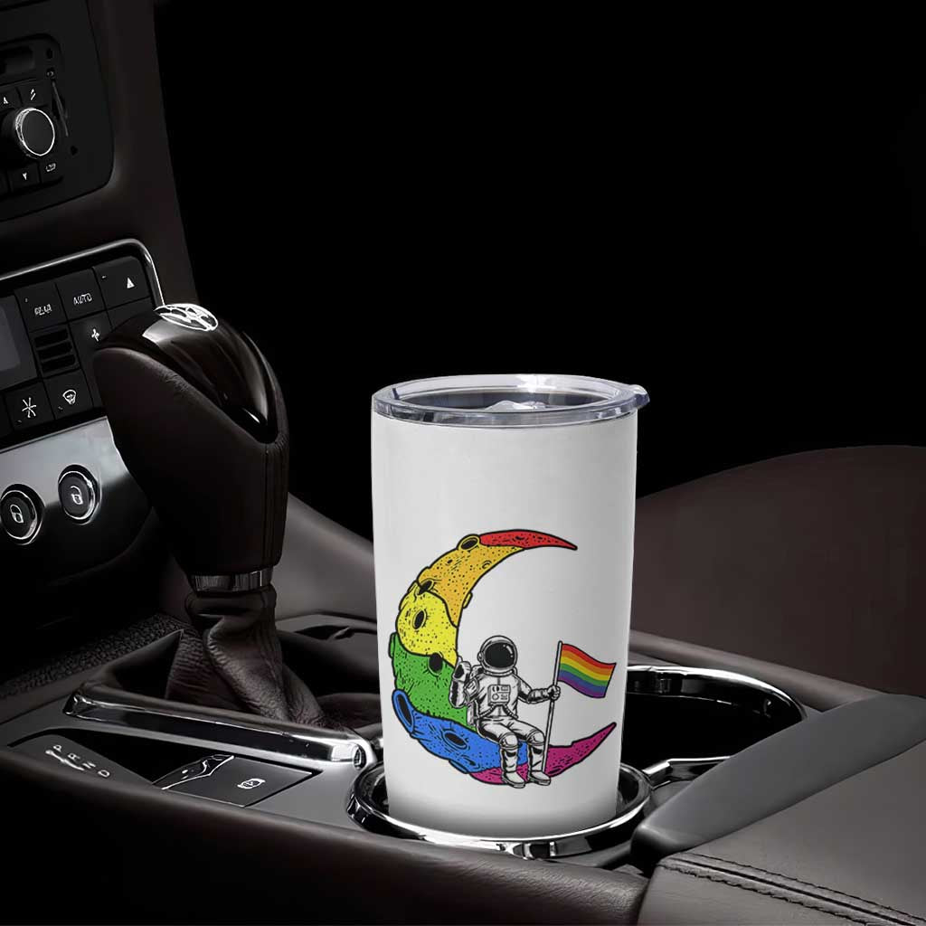 Rainbow Astronaut On The Moon LGBT Tumbler Cup Spaceman Pride Month