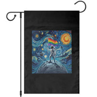 LGBTQ Rainbow Moon Astronaut Garden Flag Starry Night Graphic