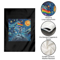LGBTQ Rainbow Moon Astronaut Garden Flag Starry Night Graphic