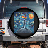 LGBTQ Rainbow Moon Astronaut Spare Tire Cover Starry Night Graphic